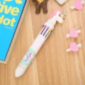 Kawaii unicorn multi-color ballpoint pen with ten vibrant ink colors for school kids - Unicorn - White / Multicolor