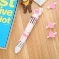 Stylo à bille créatif 10 couleurs avec capuchon cygne mignon et motif flamant rose - Cygne - Blanc / Multicolore