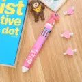 Stylo à bille rétractable dinosaure rose mignon 10 couleurs pour élèves et enfants - Dinosaure - Rose / Multicolore