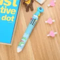 Stylo à bille rétractable 10 couleurs motif dinosaure mignon pour étudiants bleu clair - Dinosaure Bleu / Multicolore
