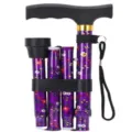 Foldable walking cane for elderly with purple floral pattern lightweight aluminum mobility aid - Dark Purple Floral Single-Foot Canes