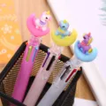 Cute unicorn multi-color ballpoint pen with 6 ink colors for journaling and school - Moon Unicorn Series