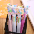 Cute 3D cartoon unicorn multi-color ballpoint pen with six ink colors for students - Blush Unicorn Series