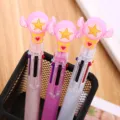 Cute magic wand multi-color ballpoint pen set with star and wing cartoon topper - Magic Wand Series