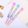 Set of creative rose quicksand gel pens with colorful glitter and soft rubber tips - Rose Style / 0.5mm Needle Tip