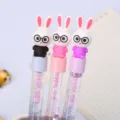 Cute cartoon rabbit quicksand gel pen with sparkly glitter liquid and soft rubber topper - Rabbit Style / 0.5mm Needle Tip