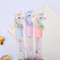 Penne gel unicorno carine con glitter e liquido per studenti e cancelleria - Stile Unicorno Fard / Punta ad ago da 0,5 mm
