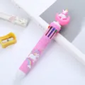 Pink cartoon 10-color retractable ballpoint pen with a unicorn moon topper design - Moon Unicorn (Pink)