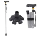 Folding walking cane with 5 sections, houndstooth print, T-handle and 6-foot rubber base. - Checked Six-Foot Canes