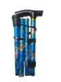 Klappbarer Spazierstock, leichter verstellbarer Gehstock aus Aluminium mit blauem Blumenmuster. - Blau Bedruckt