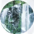 Foldable walking stick stool replacement seat cover with natural waterfall print design. - Waterfall Scenery