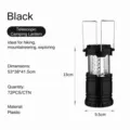 Draagbare zwarte uittrekbare LED kampeerlantaarn tentlamp voor buiten wandelen en verkenning. - Zwarte 30-LED