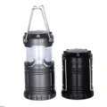 Draagbare inklapbare LED camping lantaarn tent lamp met handvat zwarte variant - Zwart lampmodel