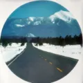 Foldable crutch stool replacement round seat cushion with scenic snow mountain landscape print. - Mountain Snow Scenery