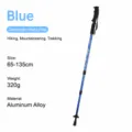 Bastone da trekking telescopico blu, 65-135cm bastone da camminata regolabile, in alluminio. - Impugnatura Dritta Blu