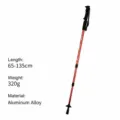 Bastone da trekking regolabile rosso per escursionismo, lega di alluminio, 65-135cm. - Impugnatura Dritta Rosso