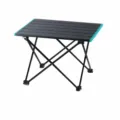 Pequeña mesa plegable portátil de camping, aleación de aluminio ligera, de 40x35x29 cm. - Borde Azul / S / Negro