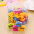 Set of creative star-shaped candy-colored pencil sharpeners in clear plastic bucket - Starfish - I