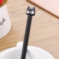 Stylo gel créatif chat noir mignon avec de grands yeux blancs pour fournitures scolaires - Yeux Argentés (LJD12) / 0.5mm
