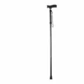 Adjustable folding walking cane, lightweight aluminum alloy elderly hiking stick. - Black