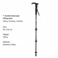 Bastone da trekking telescopico nero con impugnatura a T, in alluminio regolabile per outdoor. - Impugnatura a T / Nero