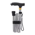 Foldable walking cane for elderly with T-handle houndstooth pattern adjustable mobility aid - Single Tip Plaid Pattern