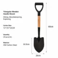 Zwarte kampeerschep met houten handvat,robuust gereedschap van koolstofstaal voor outdoor. - Pioniersschep met driehoekige houten handgreep / 68cm / Zwart
