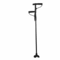 Black Foldable Double-Handle Walking Cane, Adjustable Aluminum Elderly Support Stick - 98-103 cm / Black