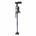 Adjustable folding walking cane for elderly with floral pattern, dual handles and quad base. - 2-Section 360-Degree Small Quad Base with Armrest, Large Blue Floral