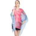 Floral chiffon sun protection shawl scarf in pink and blue gradient - Rose Red / 145*90CM