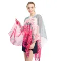 Floraler Chiffon-Sonnenschutzschal mit Perlenschnalle für Damen - Fuchsia