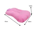 Outdoor camping inflatable pink pillow, portable flocking square travel cushion for outdoor trips. - Pink
