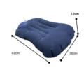 Outdoor camping flocked inflatable pillow portable travel rest square cushion 43x30cm - Navy Blue