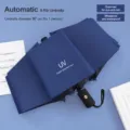 Kompakter dunkelblauer Automatik-Taschenschirm mit 8 Rippen, UV-Schutz und 97 cm Durchmesser. - Automatik-Regenschirm mit UV-Schutz - Navyblau