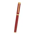 Red metal rollerball pen with gold clip for business office signature and corporate gifts. - Red with Gold Trim