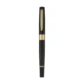 Black metal rollerball pen with gold clip, elegant business office gift pen writing tool. - Black