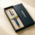 Hero metal rollerball pen in luxury gift box, smooth writing signature pen for business office. - Elegant Blue Single Pen Gift Box