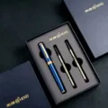 Hero metal rollerball pen blue finish executive business office gift set with two refills. - Elegant Blue Pen & Black Refill Gift Box