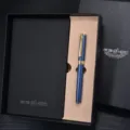 Hero luxury metal rollerball pen and black business notebook premium gift box set. - Elegant Blue and Notebook Gift Box
