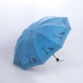 Blauer kompakter Regenschirm mit niedlichem Zebramuster für sonnige und regnerische Tage. - Zehn-Rippen Pony Stil / Blau