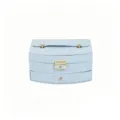 Portable light blue jewelry box with double layer drawer and gold lock - 20*15*10.5cm / Blue