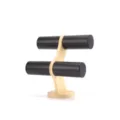 Expositor de joyas de bambú de dos niveles para pulseras y relojes minimalistas - Cuero Negro