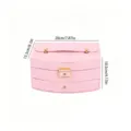 Double-layer pink portable jewelry storage box with a drawer and handle dimensions - 20*15*10.5cm / Pink