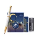 Parker IM rollerball pen gift set with twilight city theme box, black ink, fine nib. - IM Mirror White Rollerball Pen & Dreamer Gift Sets