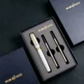 Hero metal rollerball pen high-end business gift set with luxury gift box and two refills. - Glossy White Pen & Black Refill Gift Box