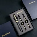 Hero 777 metal rollerball pen gift set with black finish and gold trim for business office. - Elegant Grey Pen & Black Refill Gift Box