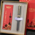 Hero metal rollerball pen high-end business gift set with luxury gift box and 3 refills. - Elegant Grey Pen & Red Gift Box