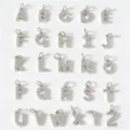 Silberner Pave Diamant 26 Buchstaben Alphabet Anhänger für DIY Halskette Armband - Buchstabe A / Silber