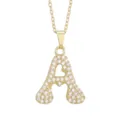 Gold Plated Letter A Pave Zirconia Pendant Necklace Cute Initial Choker Jewelry Item - Letter A / Gold