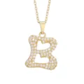 Gold Plated Letter B Zirconia Pendant Necklace Featuring Heart Cutout Choker Jewelry - Letter B / Gold
